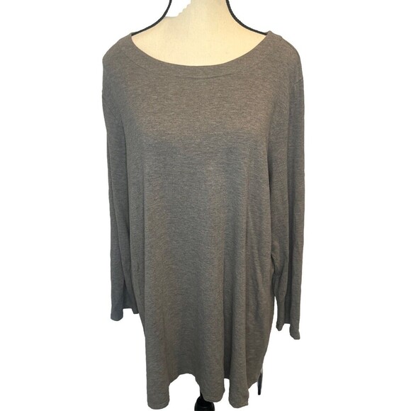 J. Jill GRAY Luxe Supima Forward Seam Long Sleeve Casual Knit Tunic Sz 1X - Picture 1 of 8